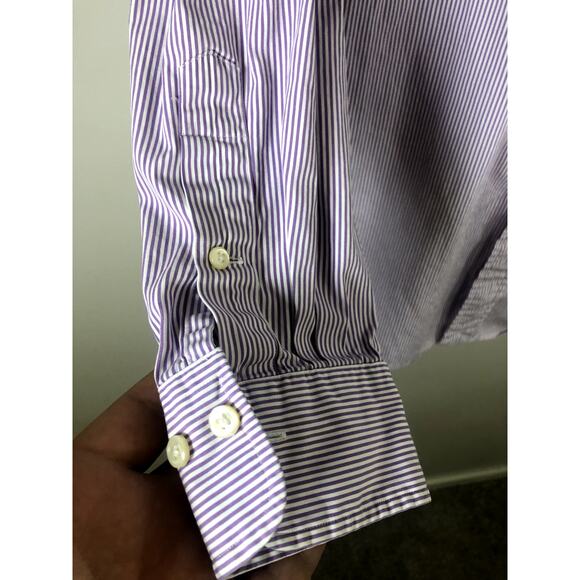 Polo Ralph Lauren Men's Button Down Size 16 Long Sleeve Purple White - Picture 6 of 13